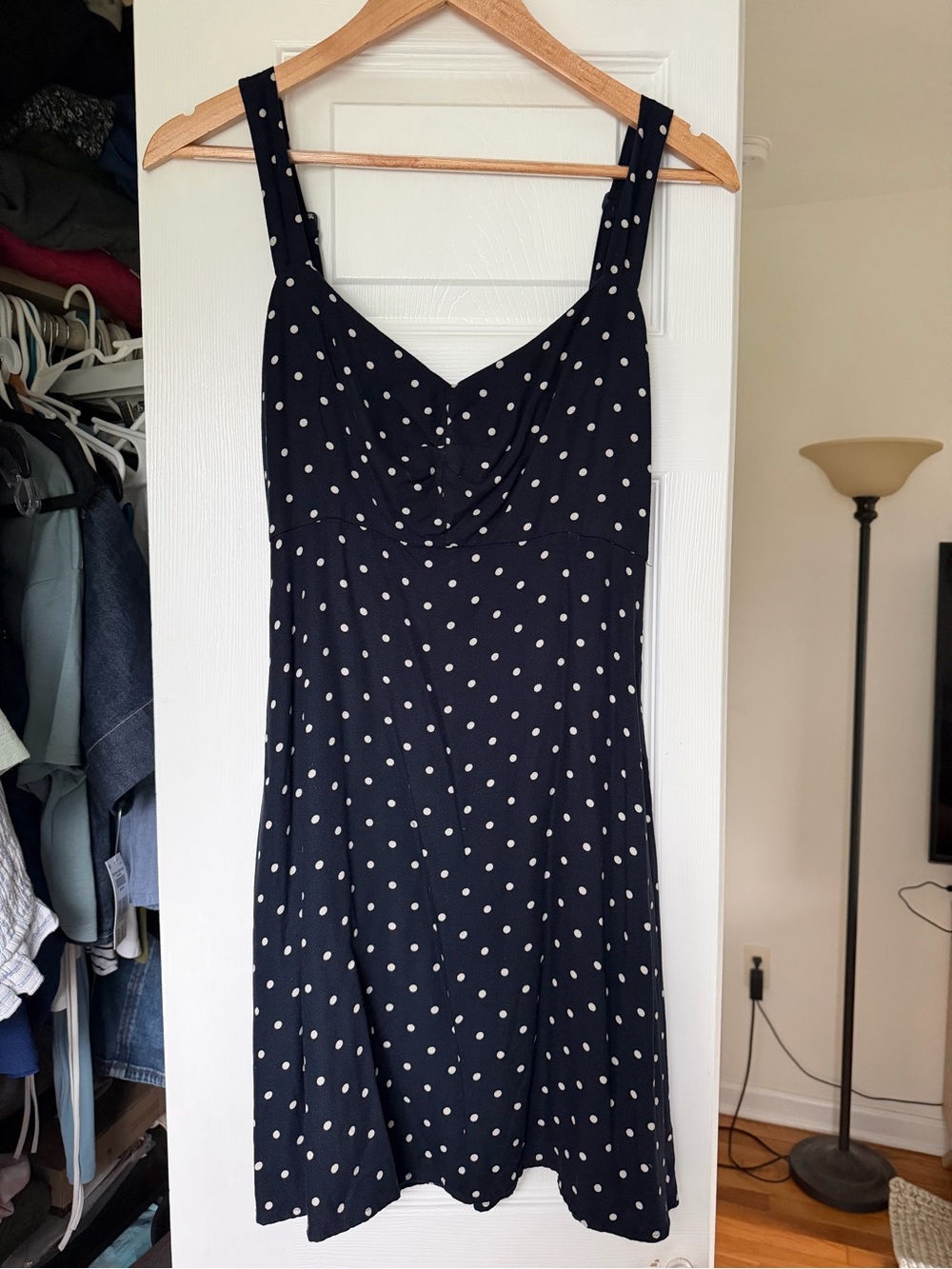 Navy Polka Dot A-line Sundress